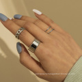 Simple and personalized open ring combination ring, temperament smooth alloy hollow chain ring